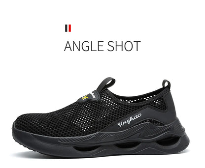 Lightweight safety shoes with large mesh, breathable, odor resistant, impact resistant, puncture resistant, and soft work shoes
