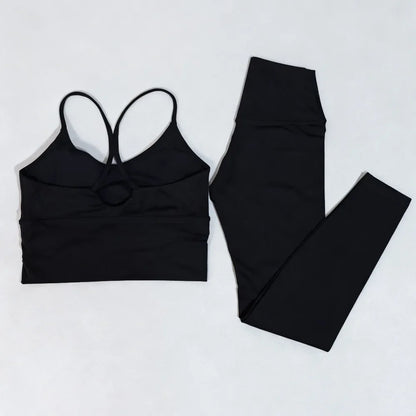 Naked Feeling Women's 2PC Gym Outfit: Seamless Sports Bra + High Waist Leggings, Shockproof Breathable Fitness Wear S-XL