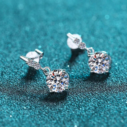 0.5ct 1ct Brilliant Cut Moissanite Drop Earrings for Women Classic Wedding S925 Sterling Silver Earring Luxury Jewelry