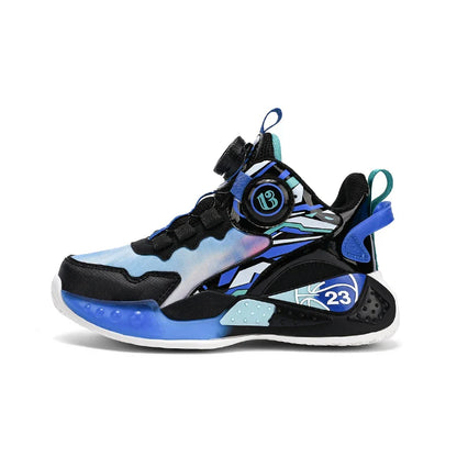 Children‘s Basketball Shoes Anti-slip Basketball Trainers Kids Outdoor Cushioned Sneakers Breathable Ankle Support Athletic Shoe