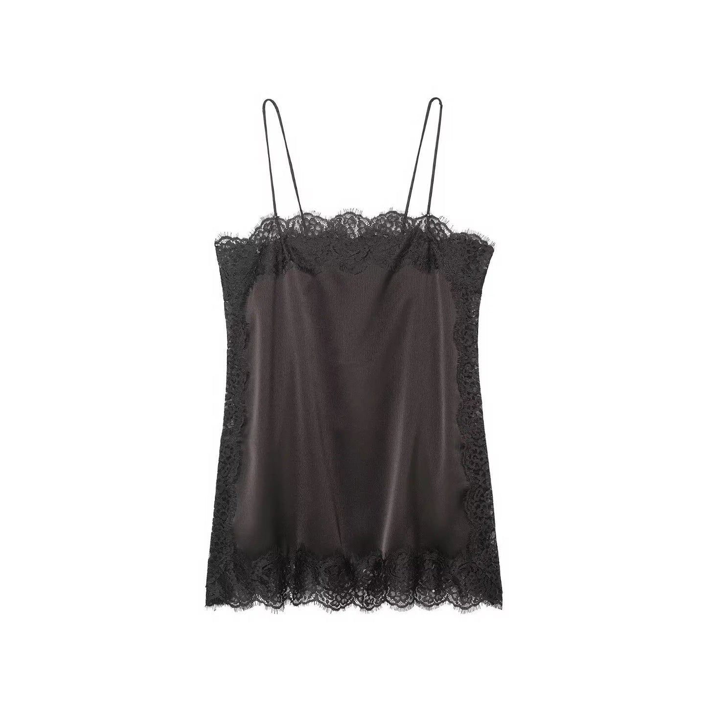 Elegant Sexy Lace Splice Satin Tops for Women Sleeveless Backless Beach Chic Tops Cropped Camisole Christmas Evening Party Tops