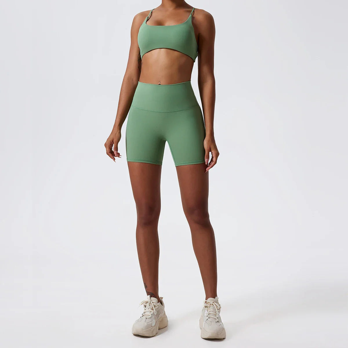 Two Pieces Yoga Set Women Gym Shorts Sports Suit Female Soften Skin-Friendly Activewear Beauty Back Women Sportswear