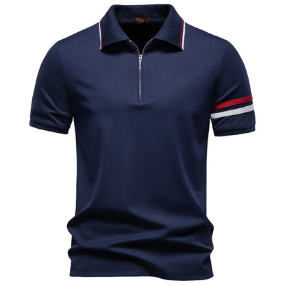 Men's Lightweight Breathable Polo Shirt Half Zipper Collar Solid Color Casual Summer Fashion Top