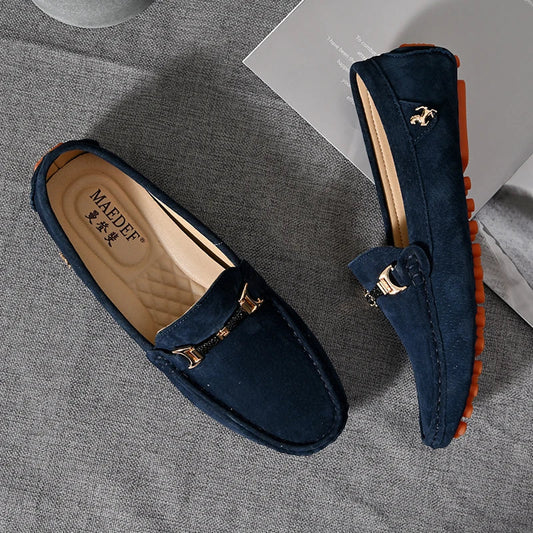 Loafers Masculinos Casuais da Moda Camurça Sapatos Masculinos Leves e Macios Mocasins de Couro Legítimo Sapatilhas para Dirigir para Homens Tamanho 48