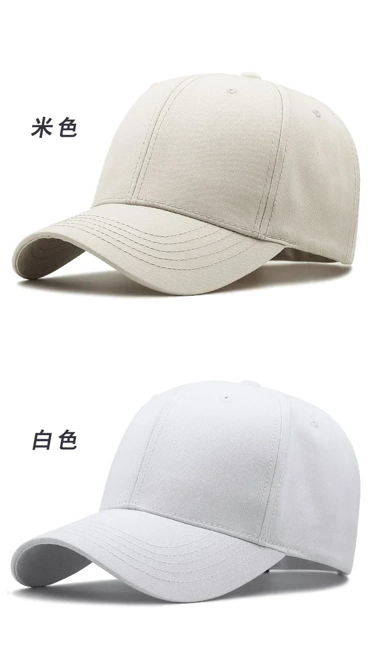 Hard Cotton Big Size Baseball Hat Woman Solid Color Sun Cap Hiphop Man Plus Size