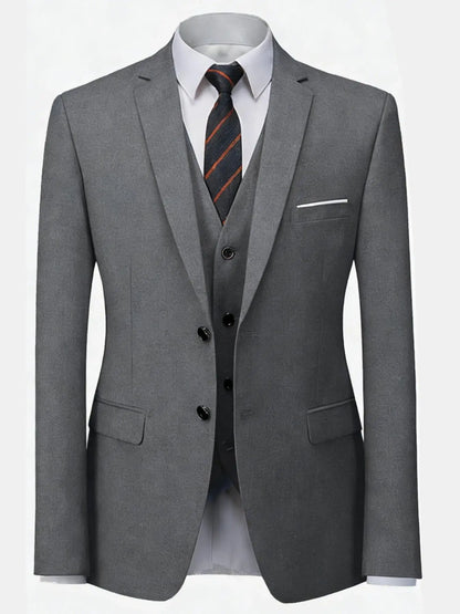 Men's Burgundy 2-Piece Suit Set (Blazer + Trousers Only, No Vest Included),Slim Fit Formal Business Wedding Party Jacket & Pants