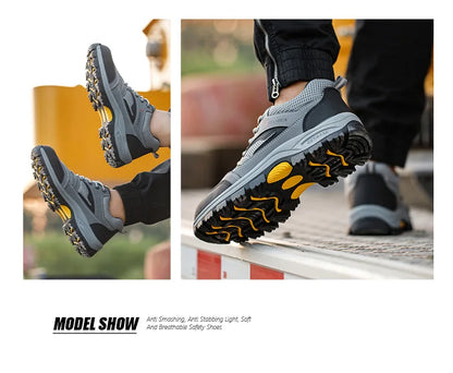 Men's Tactical Safety Shoes Breathable Steel Toe Puncture Resistant Work Shoes Wear-Resistant Protective Footwear