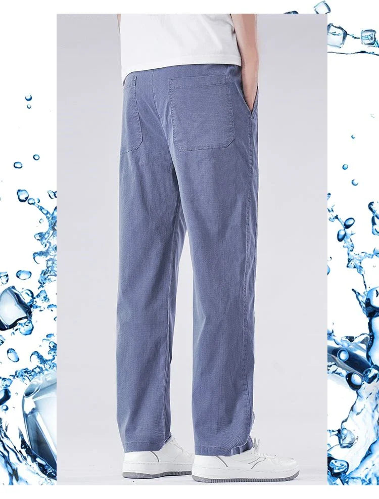 Spring Summer Thin Lyocell Casual Pants Men Loose Straight Fashion Stretch Korean Classic Trousers Men's Clothing Size M-5XL
