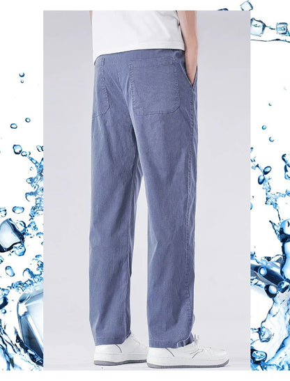 Spring Summer Thin Lyocell Casual Pants Men Loose Straight Fashion Stretch Korean Classic Trousers Men's Clothing Size M-5XL