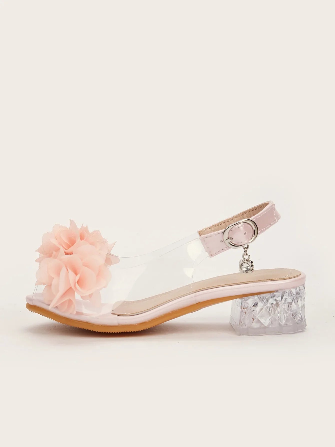 2025 New Fashion Flower Girl Princess Sandals Summer Fish Mouth Transparent Thick Heel Open Toe Children's Sandals High Heels