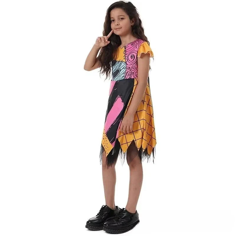 2026 Meninas Horro Antes do Natal Sally Vestido de Cosplay de Halloween Festa Fantasia Infantil Meninos Jack Roupas Góticas