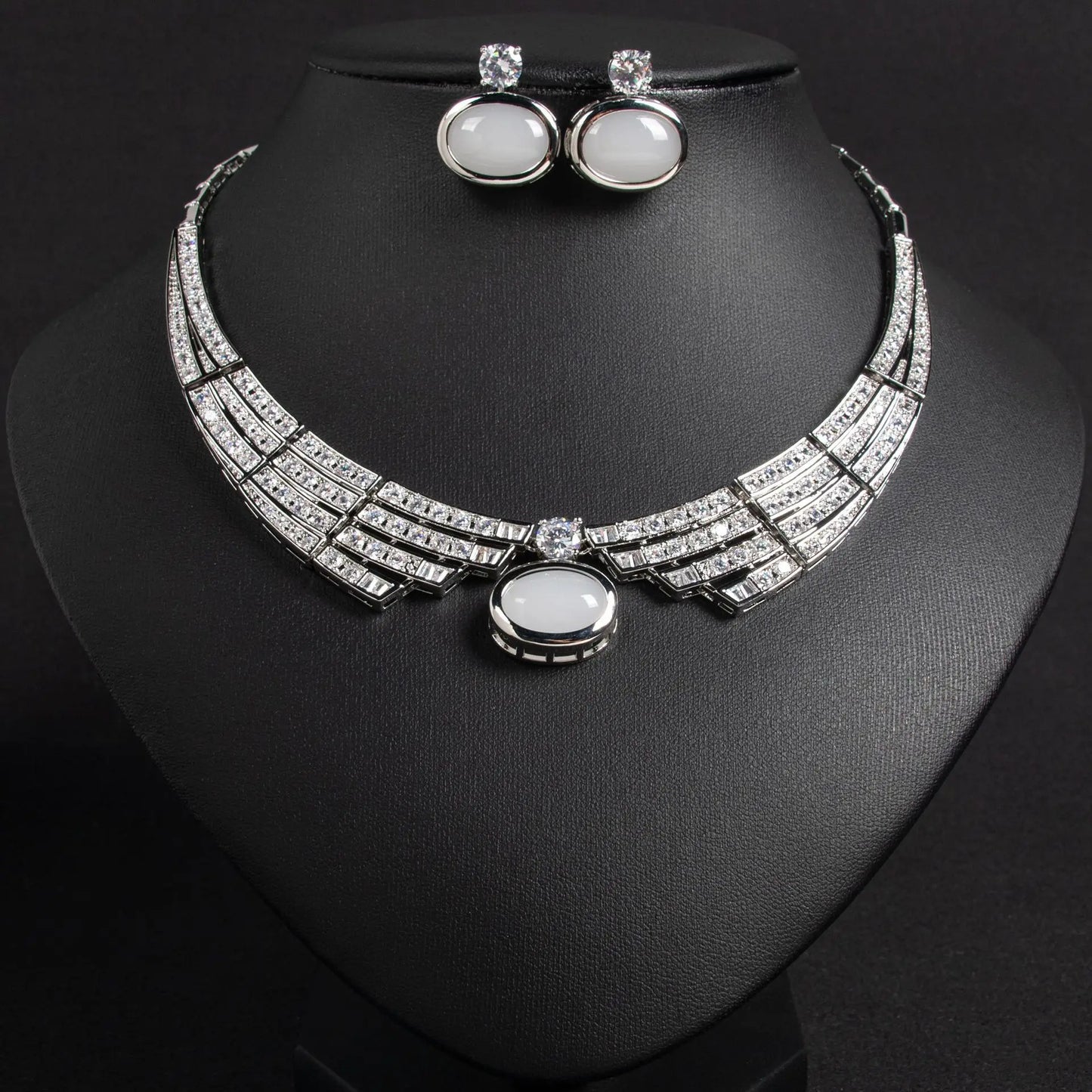 Conjunto de Joias 2 Peças Requintado Luxo Colar Brincos Femininos Vestido Festa Casamento Noiva Centenas de Acessórios Deslumbrantes M-371