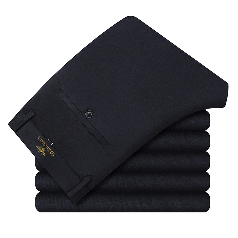 New Fashion Mens Casual Pants 4-Way Stretch Formal Dress Pants Men Regular Fit Suit Pants Work Pants Embroidery