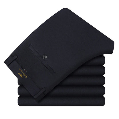 New Fashion Mens Casual Pants 4-Way Stretch Formal Dress Pants Men Regular Fit Suit Pants Work Pants Embroidery