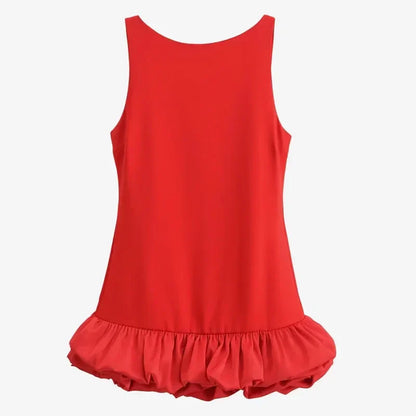 White Short Dress Women's Ruffle Backless Party Dresses Black Red Sleeveless Bodycon Mini Dress Woman Summer Sexy Vestidos