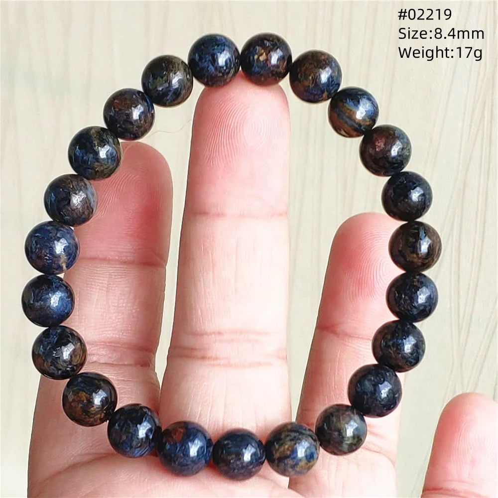 Natural Blue Pietersite Bracelet Women Men Beads Round Beads Chatoyant Cat Eye Fire Pietersite Namibia AAAAAA