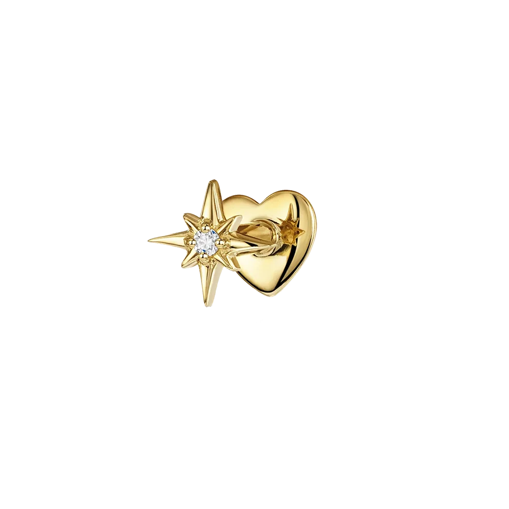 1PC 925 Sterling Silver Crown Horse Eye Zircon Heart Flat Head Cartilage Piercing Stud Earring For Women Claasic Earring