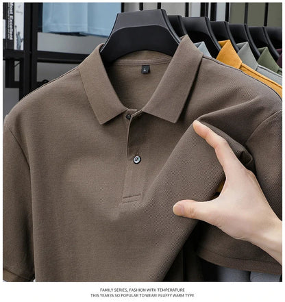 Men's 100% Cotton Polo Shirt - Summer Casual Breathable Tee,19 Colors,Ideal for Golf and Sports,Business Casual,Silk-Like Finish