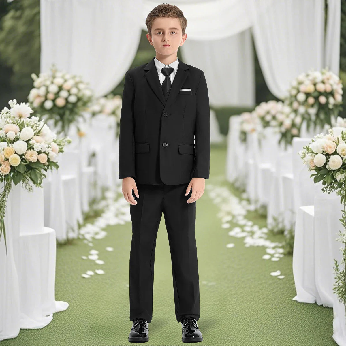 Boys Suit Set Kid Wedding Tuxedo Teenager Easter Formal Outfit Halloween Chritmas Birthday Party Gift School Performance Blazer