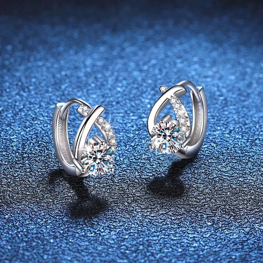 0.5CT 5MM Real Moissanite Hoop Earrings PT950 Platinum Certified Luxury Sparkling Diamond Jewelry for Women