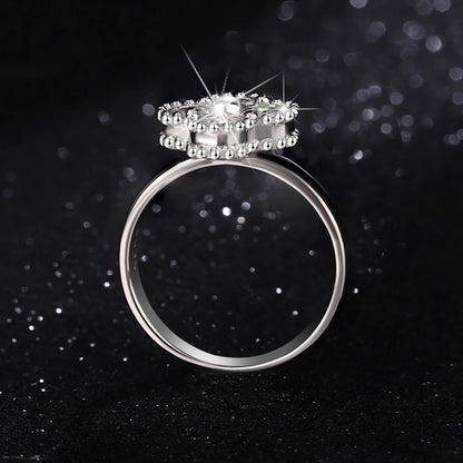 1.2CT Sterling Silver 925 Moissanite Ring Clover Lucky Jewelry Engagement Rings for Women Girls Luxury Gift