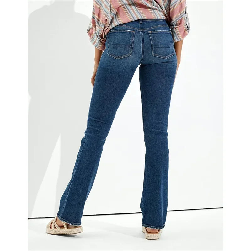 Women High Waist Hip Lift Straight Jeans
