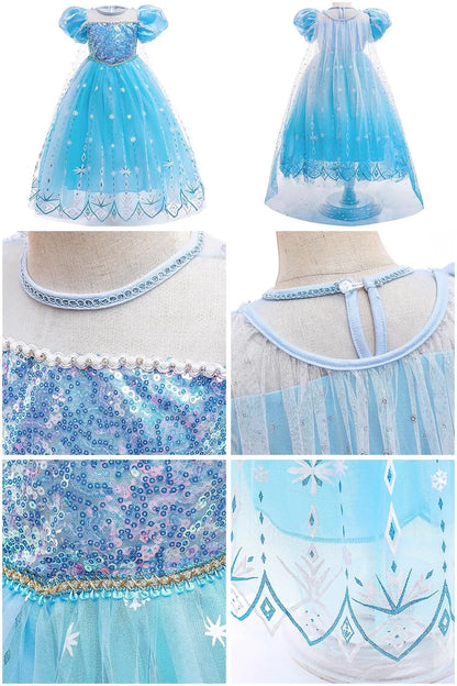 Fantasia Infantil de Rainha da Neve para Crianças, Cosplay da Elsa, Apresentação, Lantejoulas, Disfarce, Vestido Elegante de Princesa para Festa de Meninas, Fantasia de Halloween