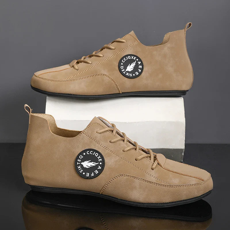 Men's Loafers Lightweight Driving Casual Thin Bottom Flats Shoes Soft Sole Comfortable Non Slip Lace-up Walking Shoes Men