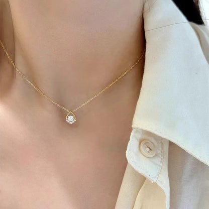 D VVS1 0.5CT Moissanite Necklace for Women Mermaid's Tears Pendant Wedding Party Fine Jewelry S925 Sterling Silver Gifts
