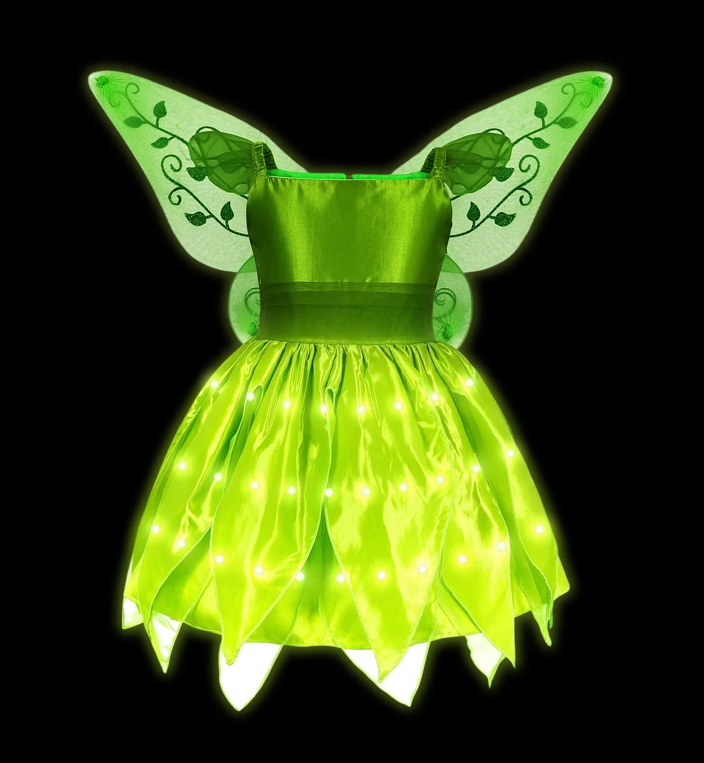 Kids Girl Cosplay Bell Costume Halloween Role Playing Green Dress Fancy Fairy Princess Cosplay Birthday Party Dresses Knee Lengt