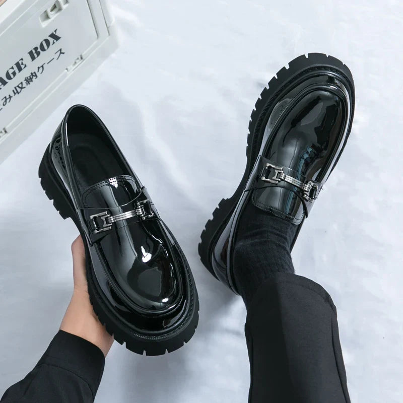 Men’s Thick-Sole Slip-On Loafers – Pointed Toe Casual & Formal Dress Shoes