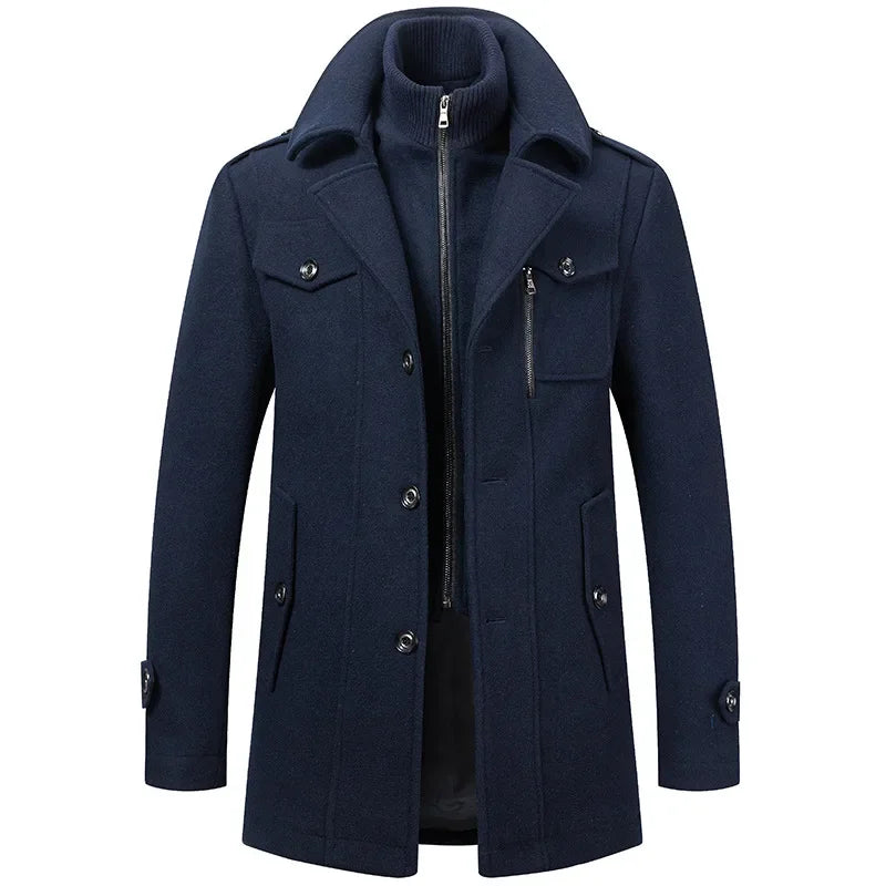 Men Cashmere Trench Coats Winter Jackets Overcoats Wool Blends High Quality New Winter Coats Male Business Casual Trench Coats 4