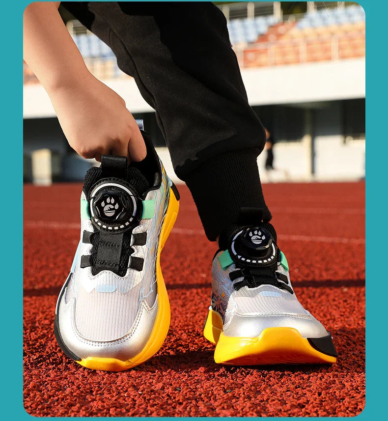 New Anti-skid Leather Kids Sneakers for Boys Running Walking Lightweight Casual Shoes With Fashion Dragon Pattern Size 31-38