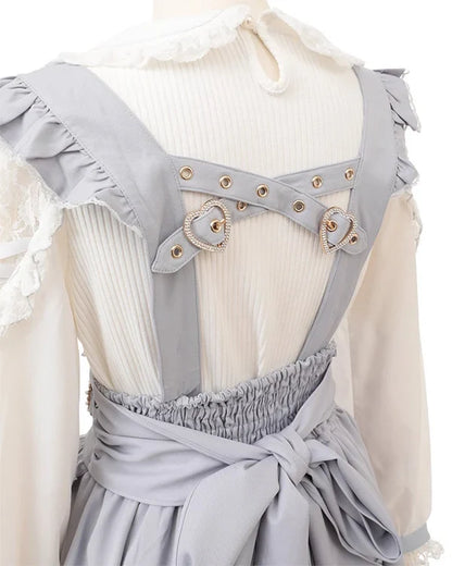 Japanese Liz Mine Mass Production Detachable Suspender Skirt Spring and Autumn Heart Cross Suspender Back Bow Straps Skirt