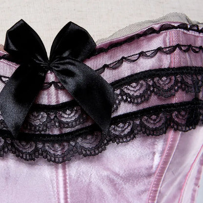 Women Sexy Satin Overbust Corset Lace Up Corsets Bustiers Top Gothic Ladies Halloween Plus Size White Red Black Pink korsett