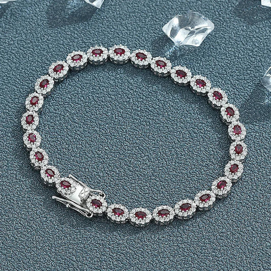 Real 18k White Gold Red Blue Green Moissanite Bracelet for Women Platinum Pt950 Single Row Diamond Simple and Versatile Gift