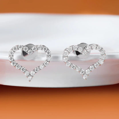 2mm Heart Full Moissanite Diamond Stud Earrings for Women 925 Sterling Silver Plated 18k Gold White Ear Studs Fine Jewelry