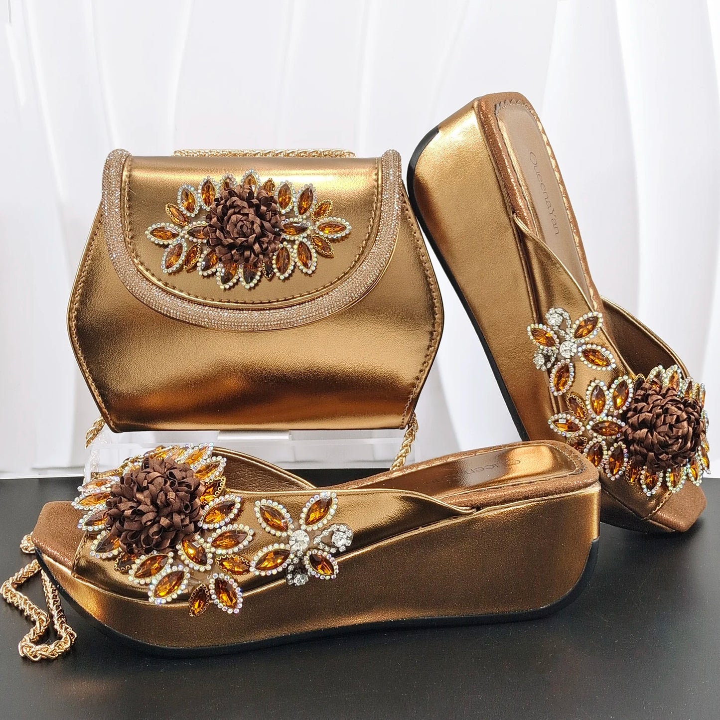2026 Newest INS Style Wine Color Elegant Women Heels Nigeria Popular Designer African Ladies Shoes And Bag Set for Wedding