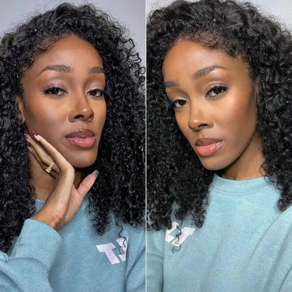 Curly 13x4 HD Swiss Lace Frontal Human Hair Wig Pre Plucked with Natural Full Edges and Baby Hair for Women