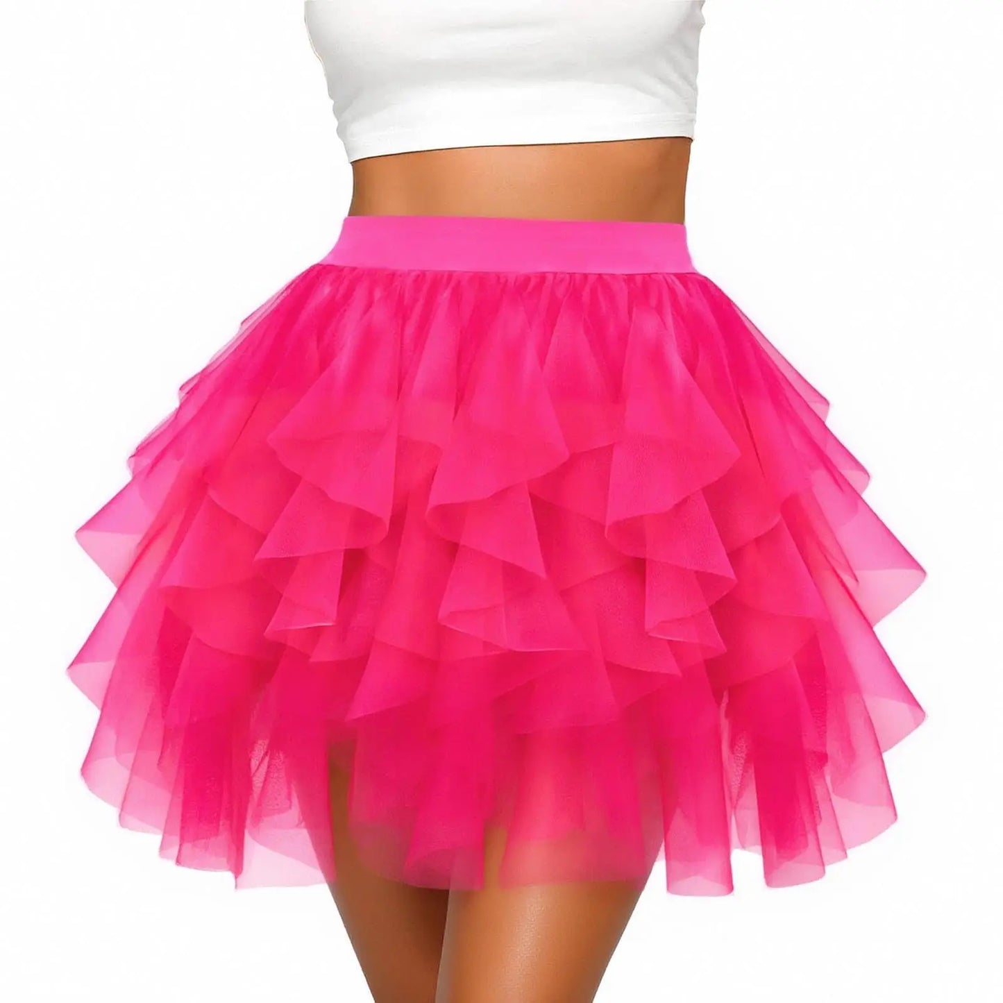 Women's Tulle Tutu Skirt Fashion Solid Color High Waist Mesh Skirt A-line Puff Skirt Cute Cake Skirt Cute Ballet Ball Half Skirt