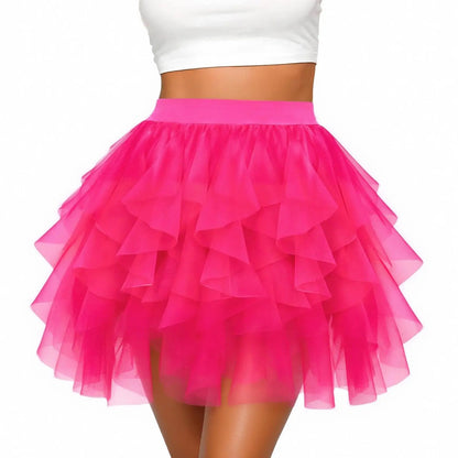 Women's Tulle Tutu Skirt Fashion Solid Color High Waist Mesh Skirt A-line Puff Skirt Cute Cake Skirt Cute Ballet Ball Half Skirt