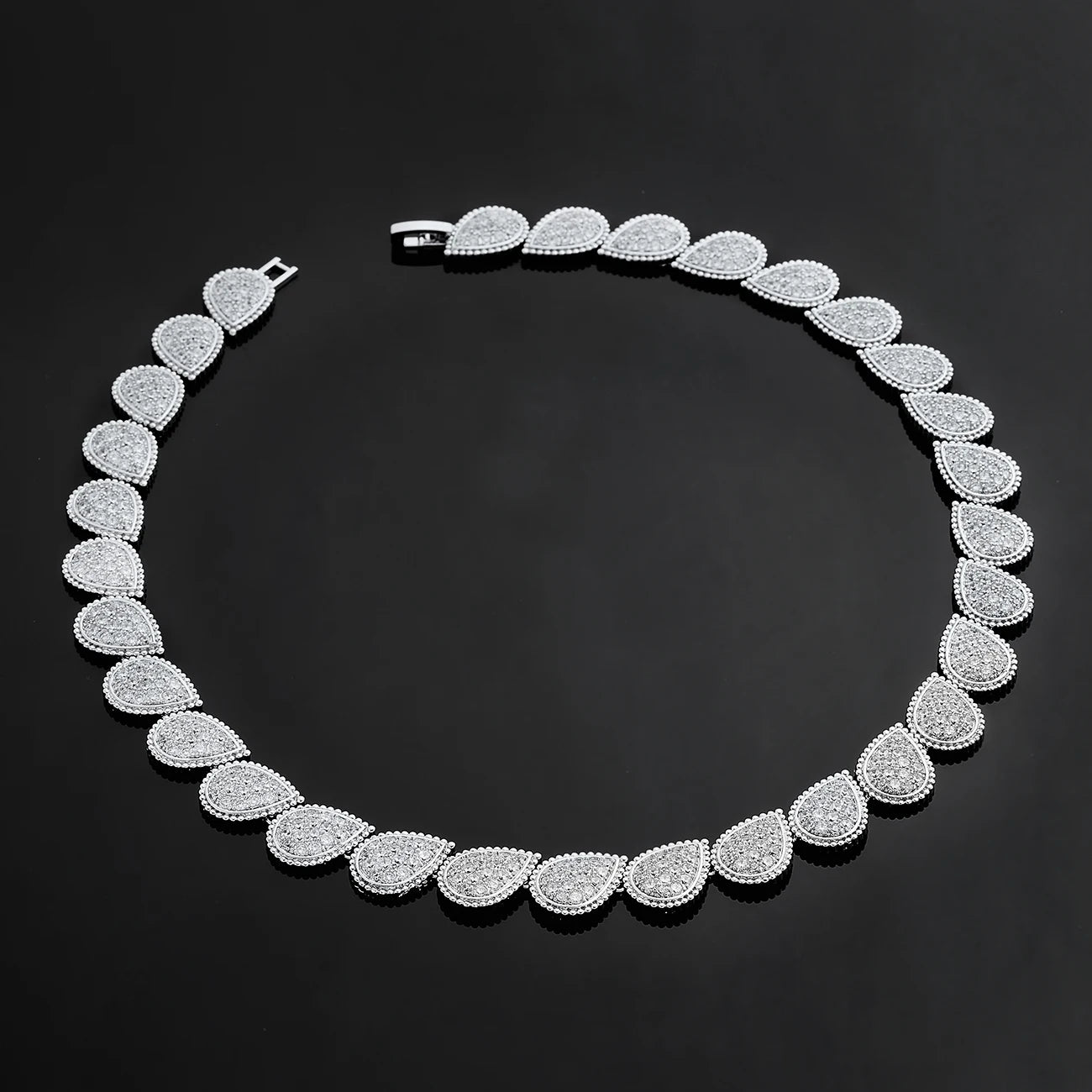 Conjunto de joias de casamento com 4 peças de zircônia cúbica, brincos, colar, pulseira e anel para festas femininas