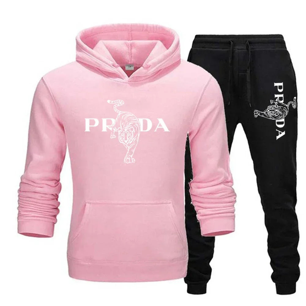 The men's outdoor fitness sweatshirt and pants set for autumn and winter includes a long-sleeved sports shirt and casual pants
