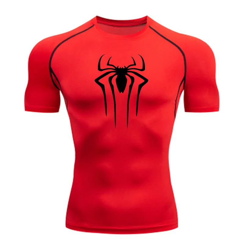 Nova Camiseta de Compressão Masculina Fitness Academia Super Herói Esporte Corrida Camisa Rashguard Tops Secagem Rápida Manga Curta Para Homens