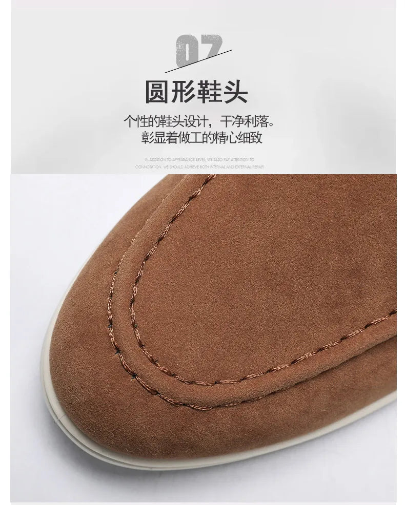 Men's Suede Leather Comfort Loafers, Flat Casual Slip-on Shoes, Fashion Suede Flats, Classic Round Toe Soft Leather Loafers 2026