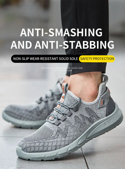 Lightweight Safety Shoes Men Steel Toe Sneakers Puncture Proof Breathable Work Safety Boots Man Comfy Construction Work Shoes