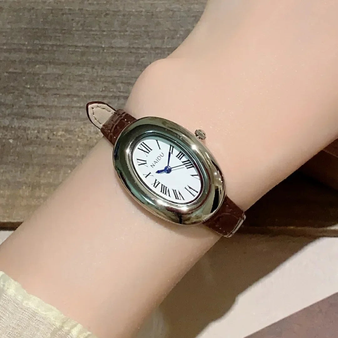 Fashion Oval Dial Women's Watch Casual Leather Band Analog Quartz Watches Female Wristwatch Dropshipping Clock Reloj De Mujer