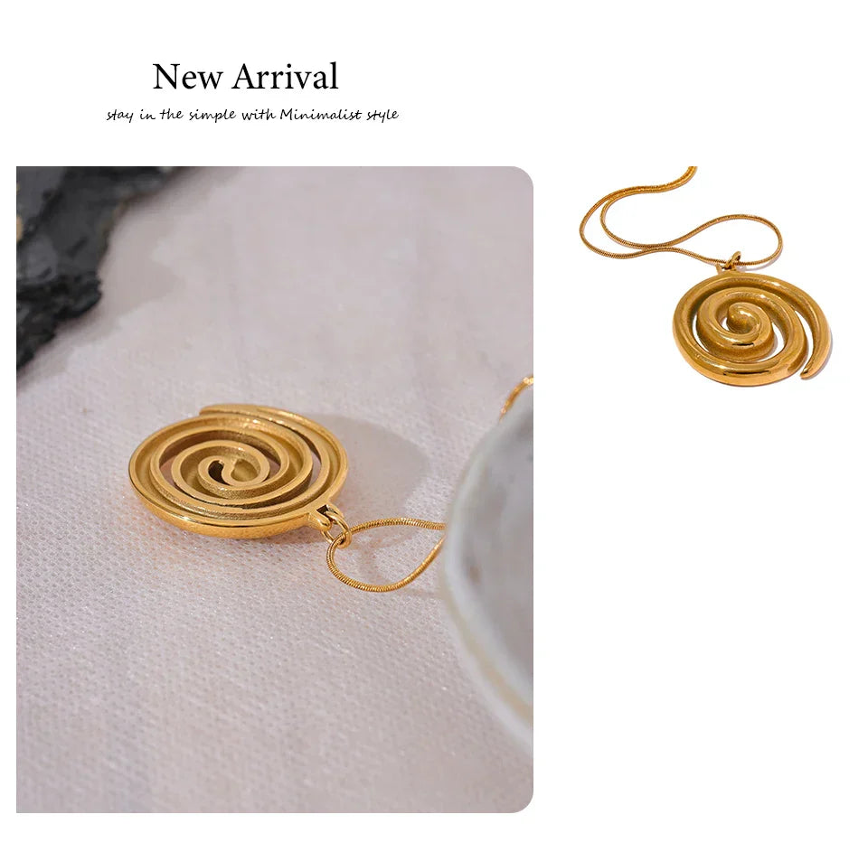 Trendy Stainless Steel Round Circle Pendant Necklace 18K PVD Plated Waterproof Statement Neck Jewelry Bijoux Femme New