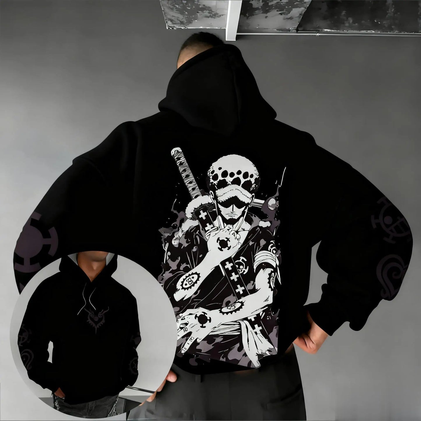 Trafalgar Law Anime Hoodie Cotton Pullover Japanese Cartoon Graphic Print Sweatshirt Streetwear Casual Autumn New Y2k