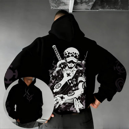 Trafalgar Law Anime Hoodie Cotton Pullover Japanese Cartoon Graphic Print Sweatshirt Streetwear Casual Autumn New Y2k